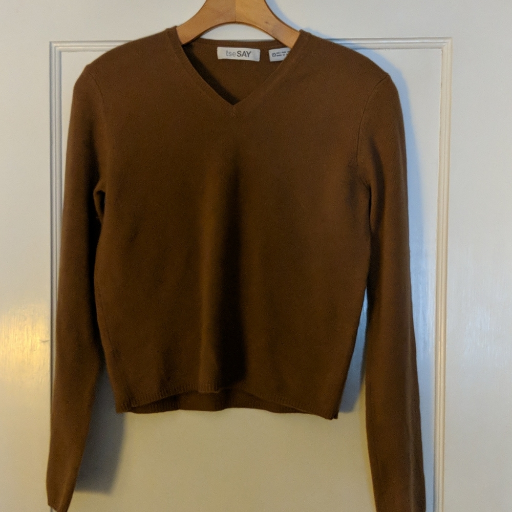 tseSAY Tan 100% Cashmere Sweater, sz S